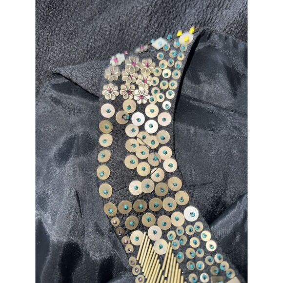 Nanette Lepore Black and Gold sequin and beaded halter bodycon Maxi Dress Sz 12 - Picture 7 of 7